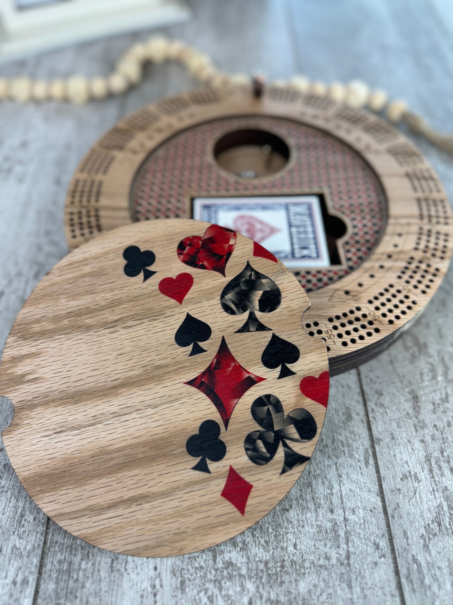 Jeweled Suits Cribbage Board