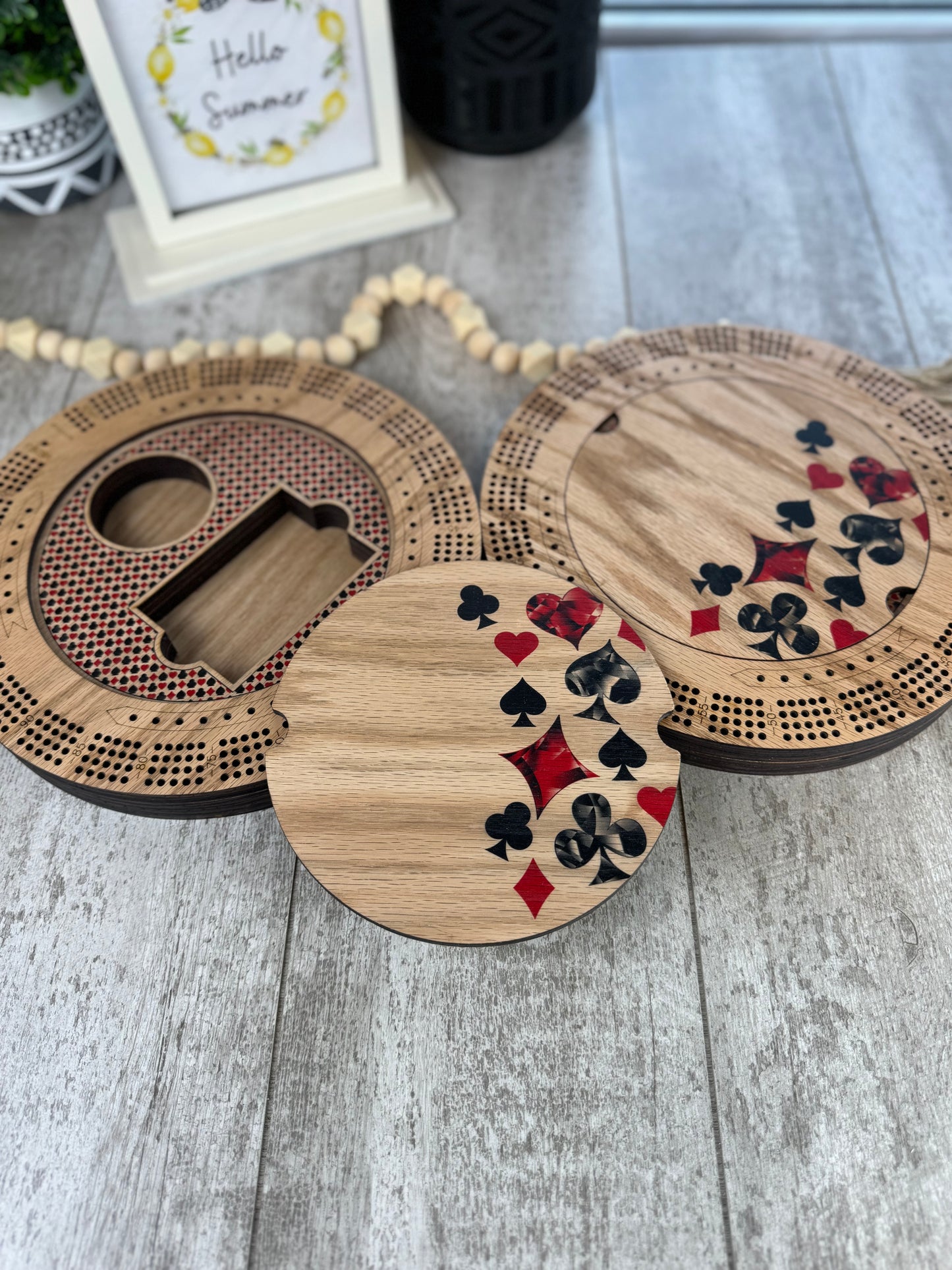 Jeweled Suits Cribbage Board