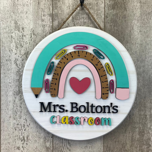 Personalized Rainbow Teacher Door Hanger