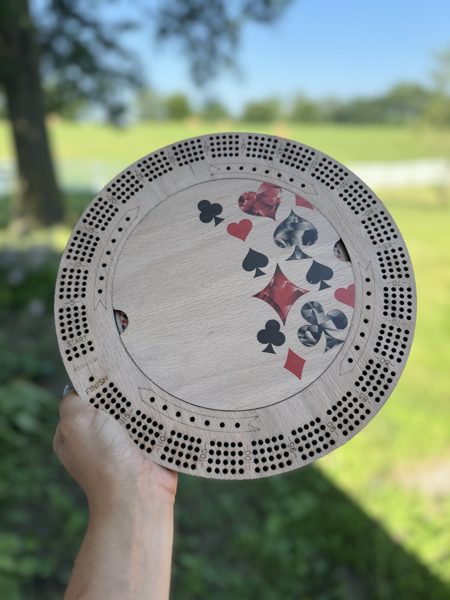 Jeweled Suits Cribbage Board