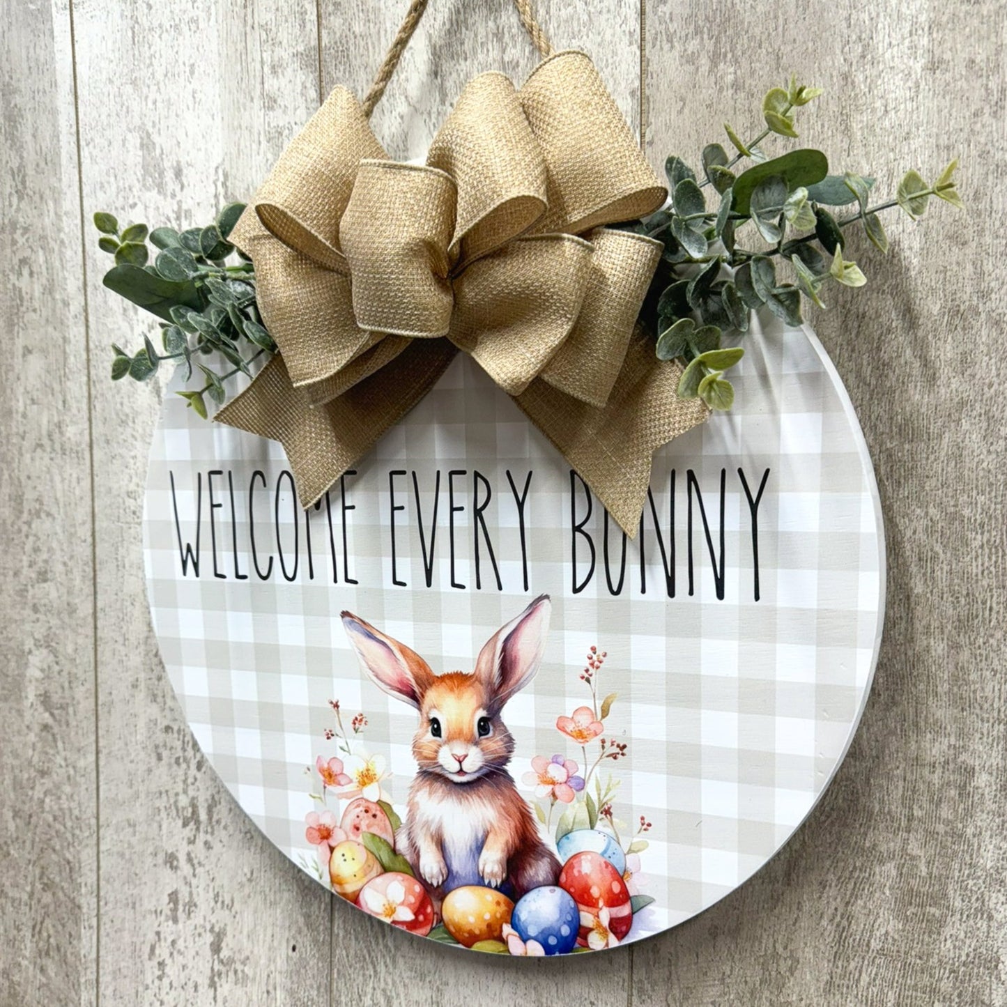 Front Door Decor | Welcome Every Bunny | Spring Door Hanger | Front Door Wreath | Front Door Sign | Home Decor | Wood Door Hanger