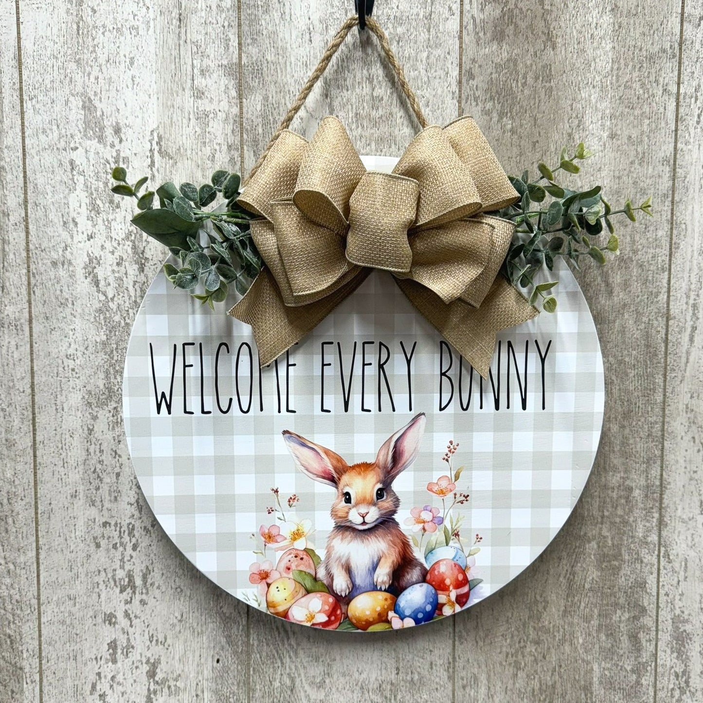 Front Door Decor | Welcome Every Bunny | Spring Door Hanger | Front Door Wreath | Front Door Sign | Home Decor | Wood Door Hanger