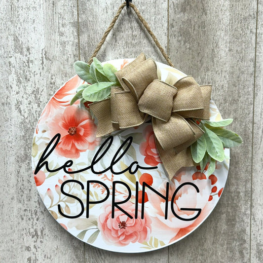 Front Door Decor | Hello Spring | Spring Door Hanger | Front Door Wreath | Front Door Sign | Home Decor | Wood Door Hanger