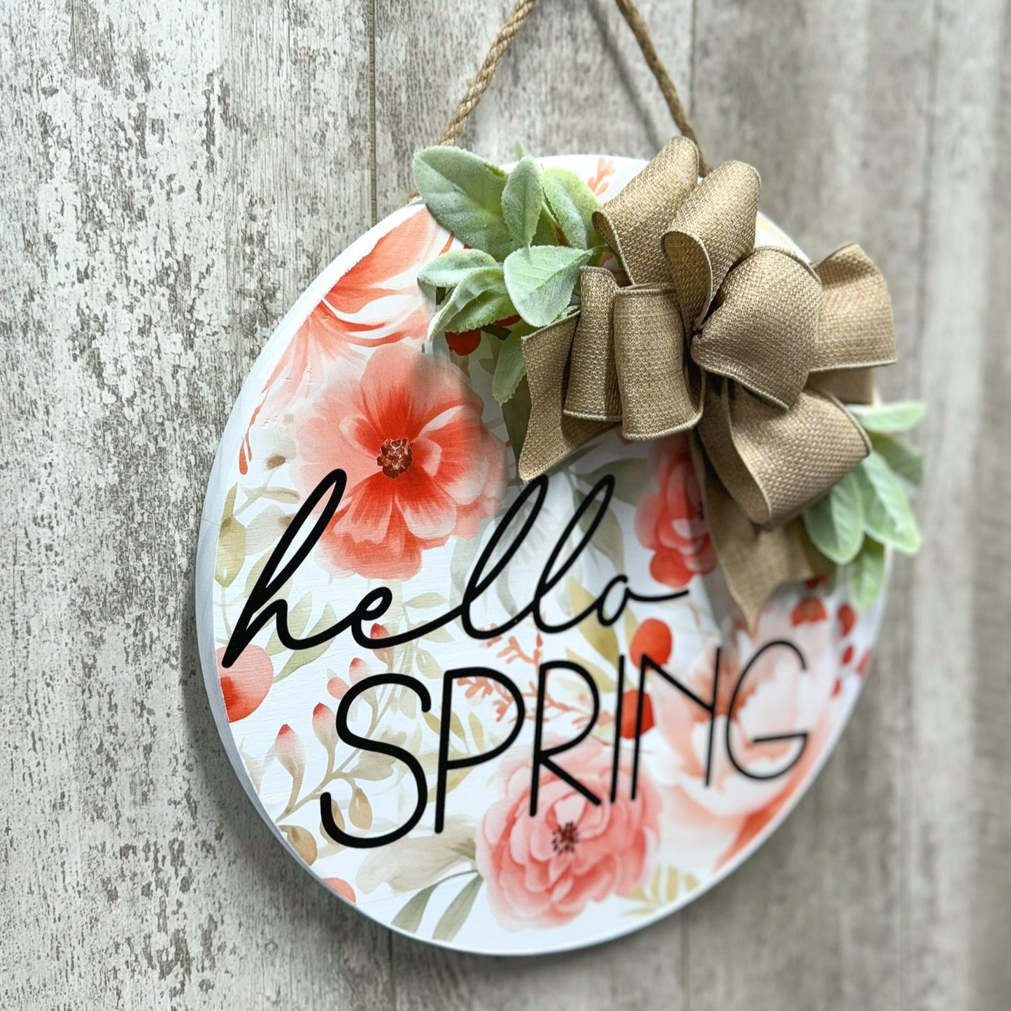 Front Door Decor | Hello Spring | Spring Door Hanger | Front Door Wreath | Front Door Sign | Home Decor | Wood Door Hanger