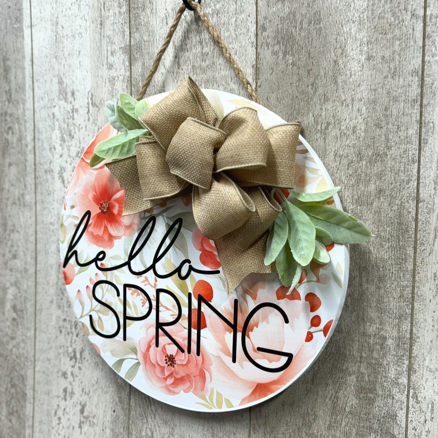 Front Door Decor | Hello Spring | Spring Door Hanger | Front Door Wreath | Front Door Sign | Home Decor | Wood Door Hanger