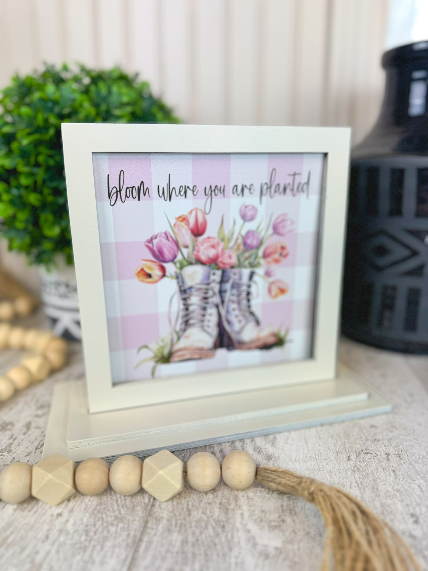 Bloom Where You Are Planted Interchangeable Shelf Sitter Plate