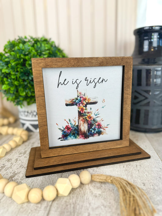 He Is Risen Interchangeable Shelf Sitter Plate