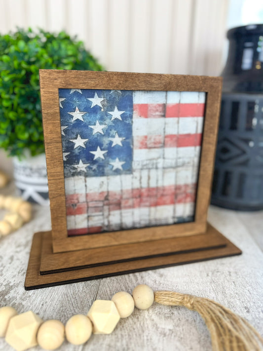 American Flag Interchangeable Shelf Sitter Plate