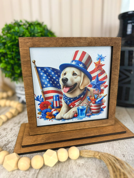 Patriotic Pup Interchangeable Shelf Sitter Plate