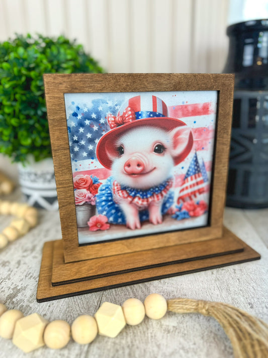 Patriotic Piggy Interchangeable Shelf Sitter Plate