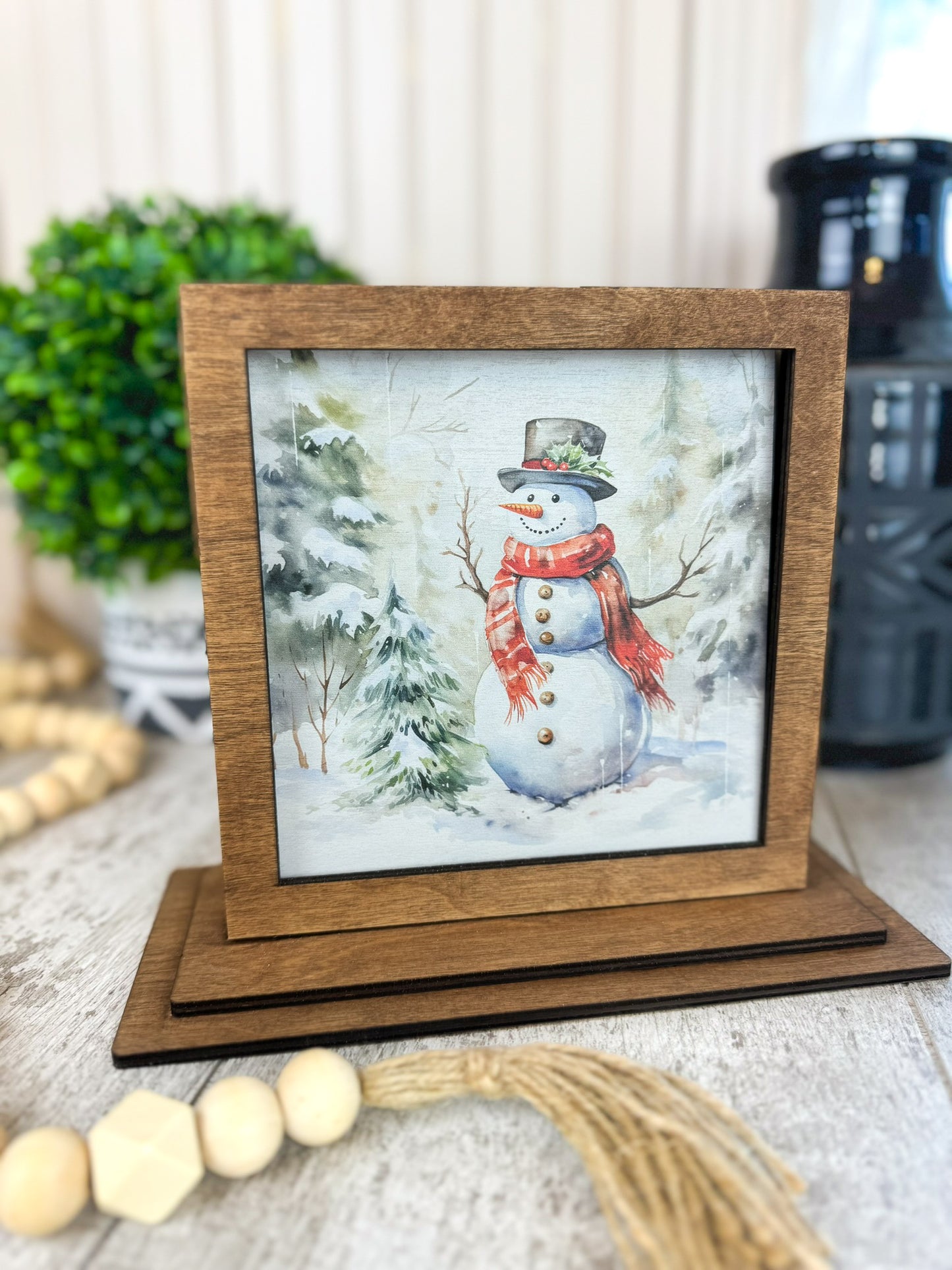 Snowmen Interchangeable Shelf Sitter Plate