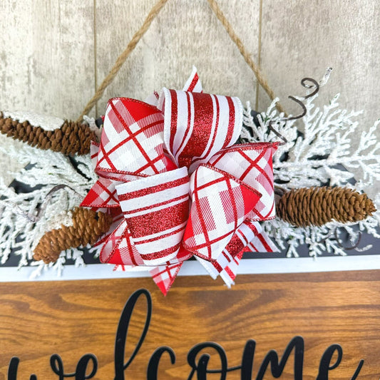 Red & White Stripe Winter Interchangeable Bow