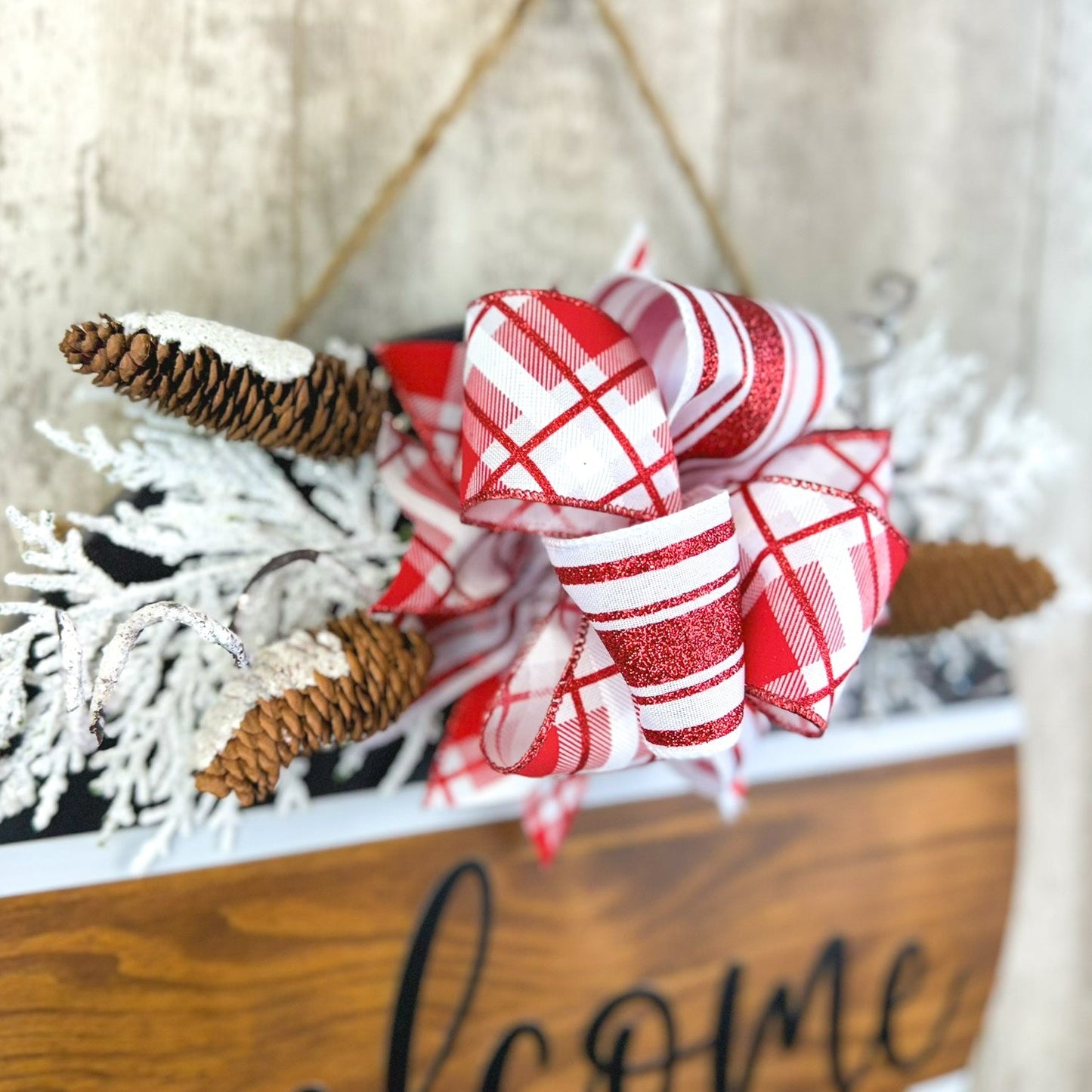 Red & White Stripe Winter Interchangeable Bow