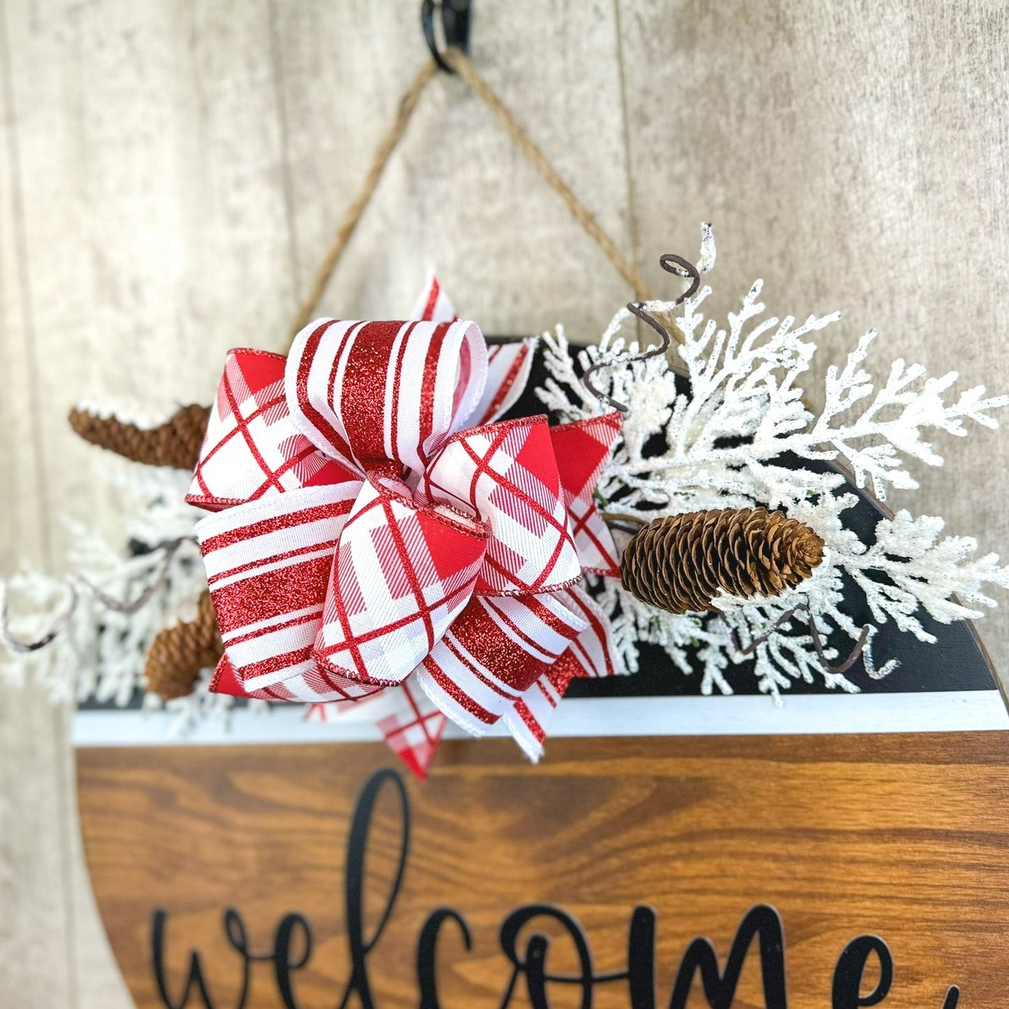 Red & White Stripe Winter Interchangeable Bow