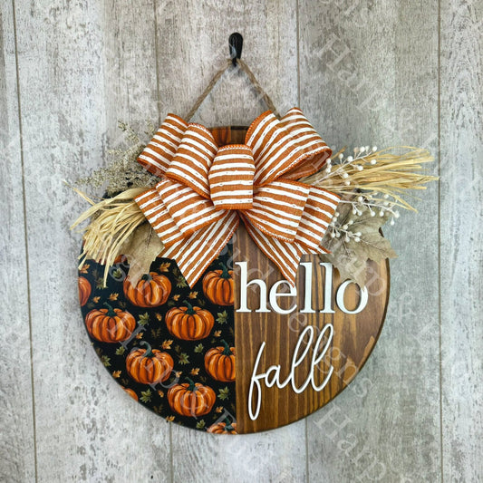 Hello Fall Pumpkin Door Hanger