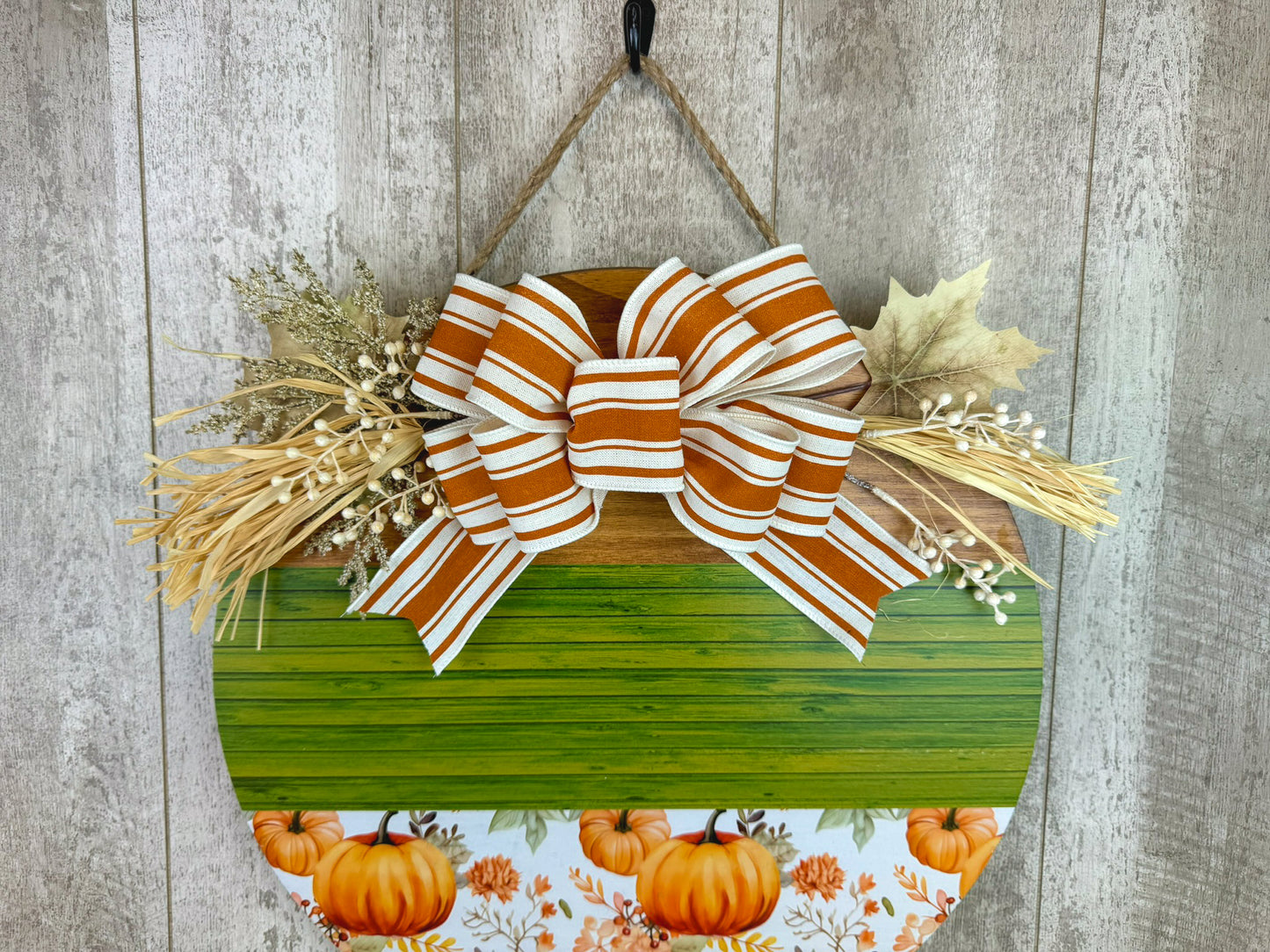 Welcome Pumpkin Floral Door Hanger