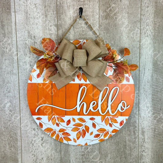 Hello Fall Leaves Door Hanger