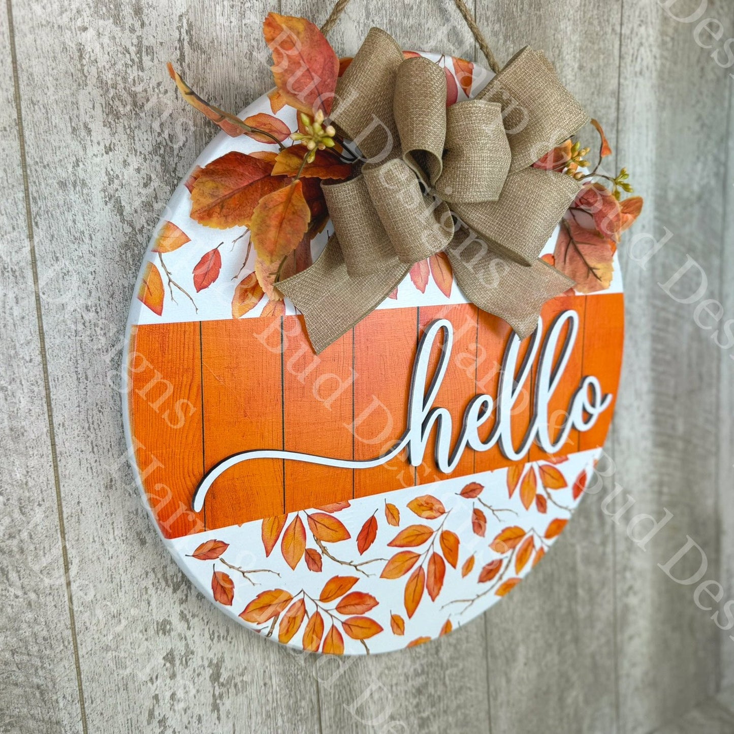 Hello Fall Leaves Door Hanger