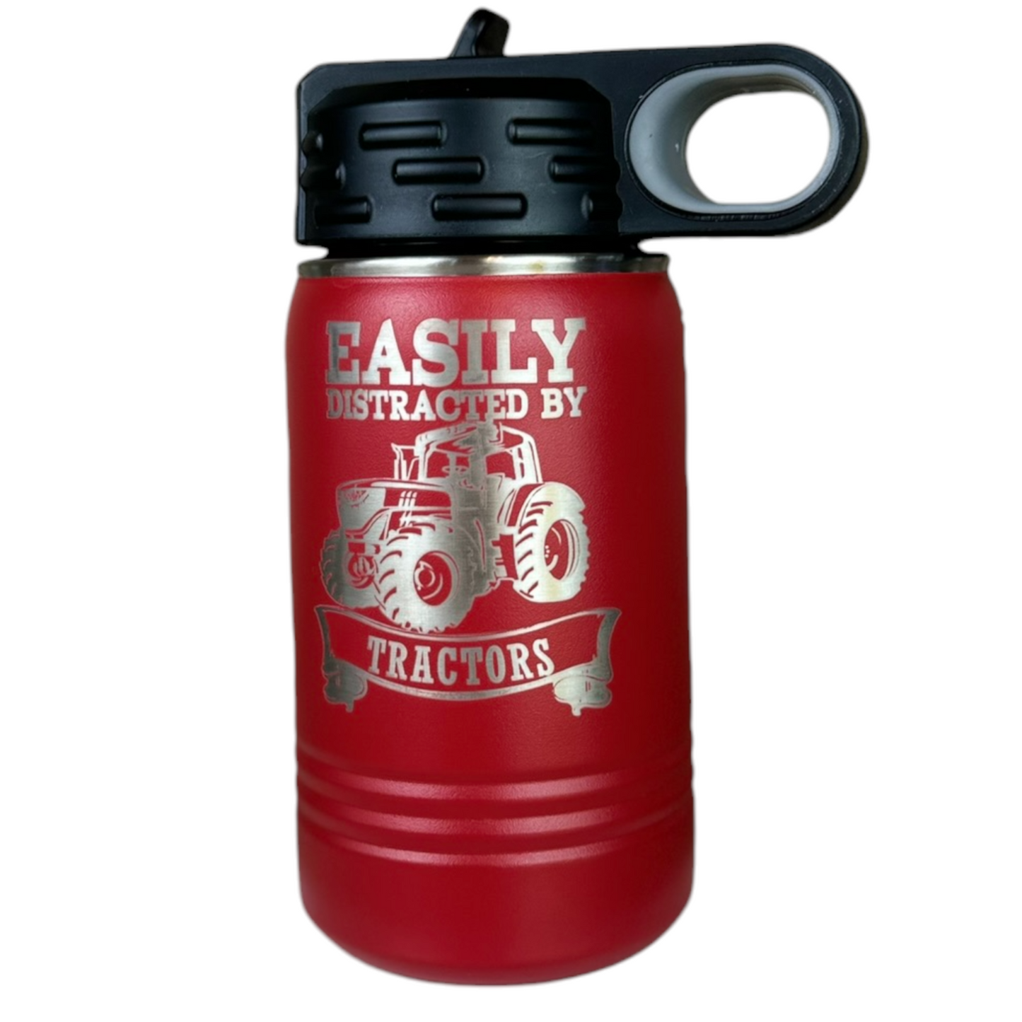 Easily Distracted By Tractors Kids 12oz Water Bottle