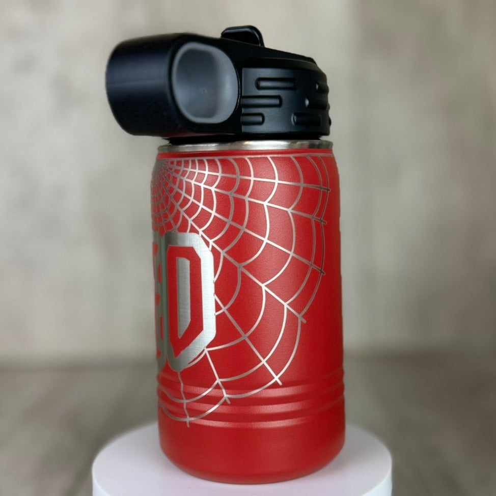 Personalized Spider Web Kids 12oz Water Bottle