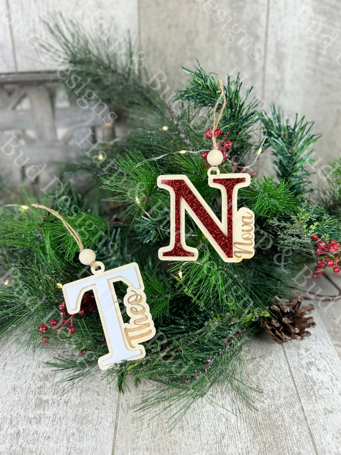 Personalized Name & Initial Christmas Ornaments