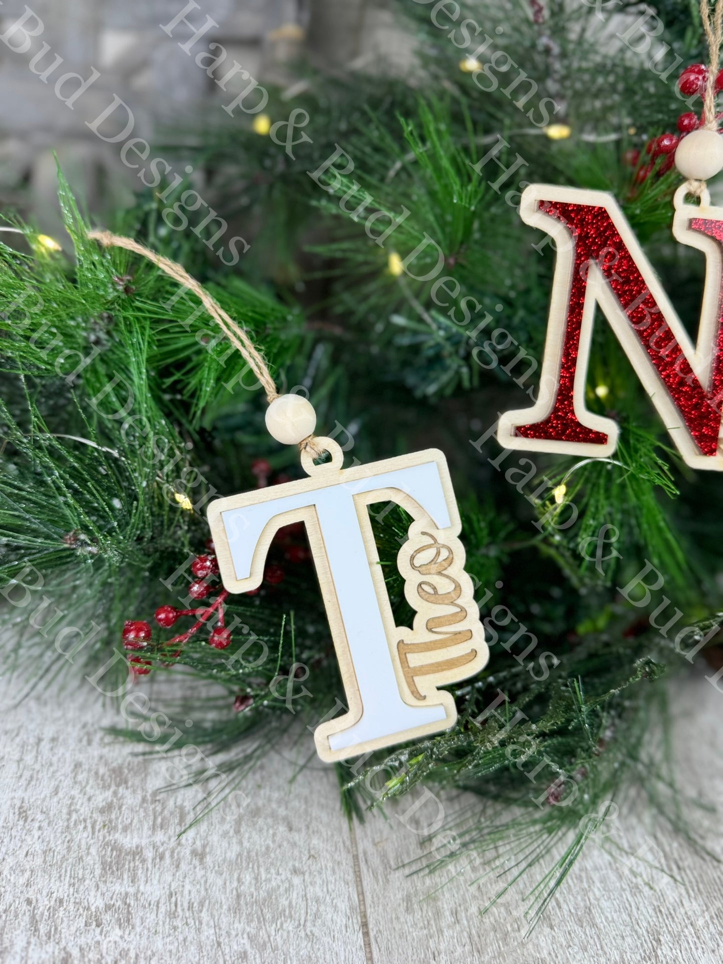 Personalized Name & Initial Christmas Ornaments