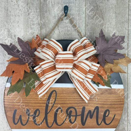 Orange Farmhouse Strip Fall Interchangeable Bow