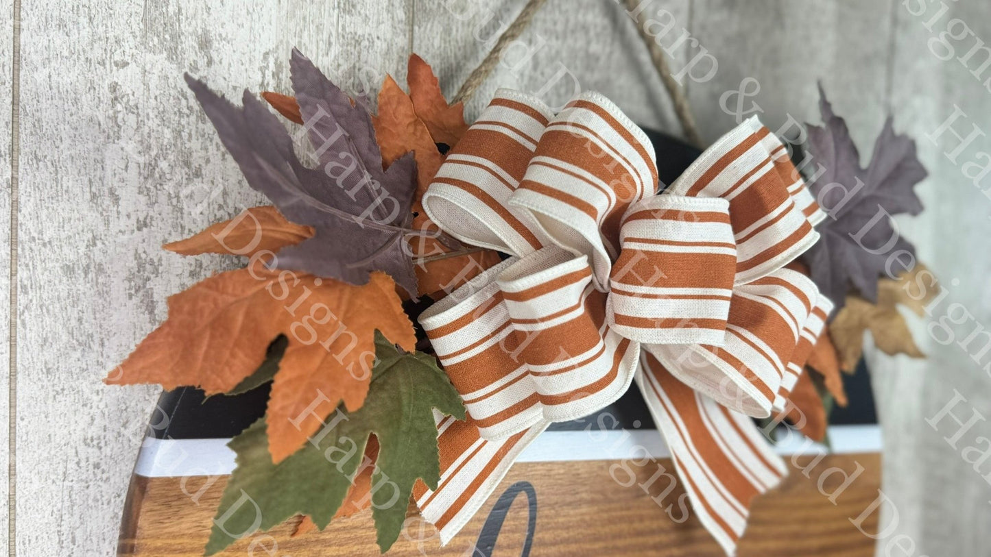 Orange Farmhouse Strip Fall Interchangeable Bow