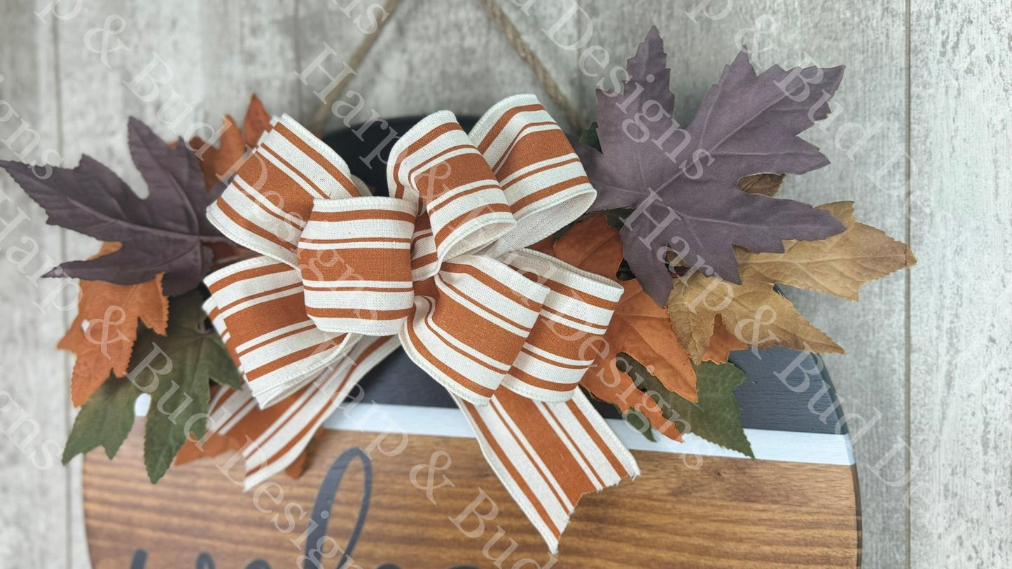 Orange Farmhouse Strip Fall Interchangeable Bow