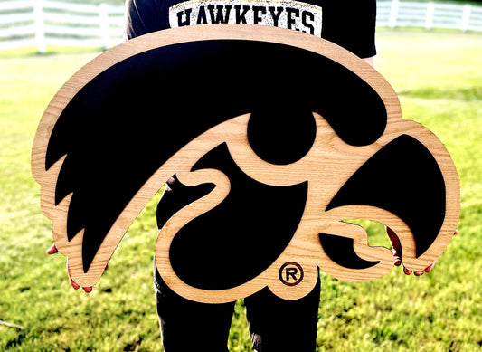 Iowa Hawkeye Oak Sign