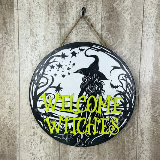 Welcome Witches Door Hanger, Halloween Decor