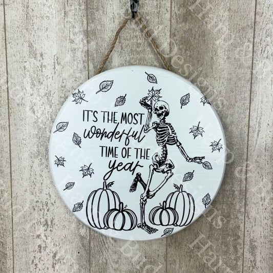 Most Wonderful Time of Year Fall Skeleton Door Hanger