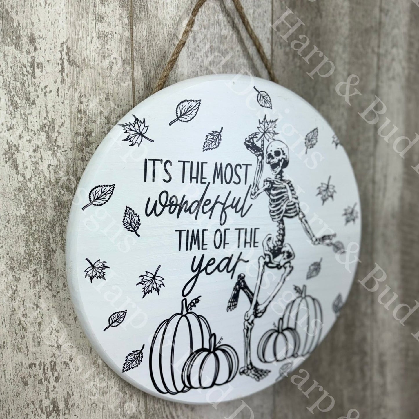 Most Wonderful Time of Year Fall Skeleton Door Hanger