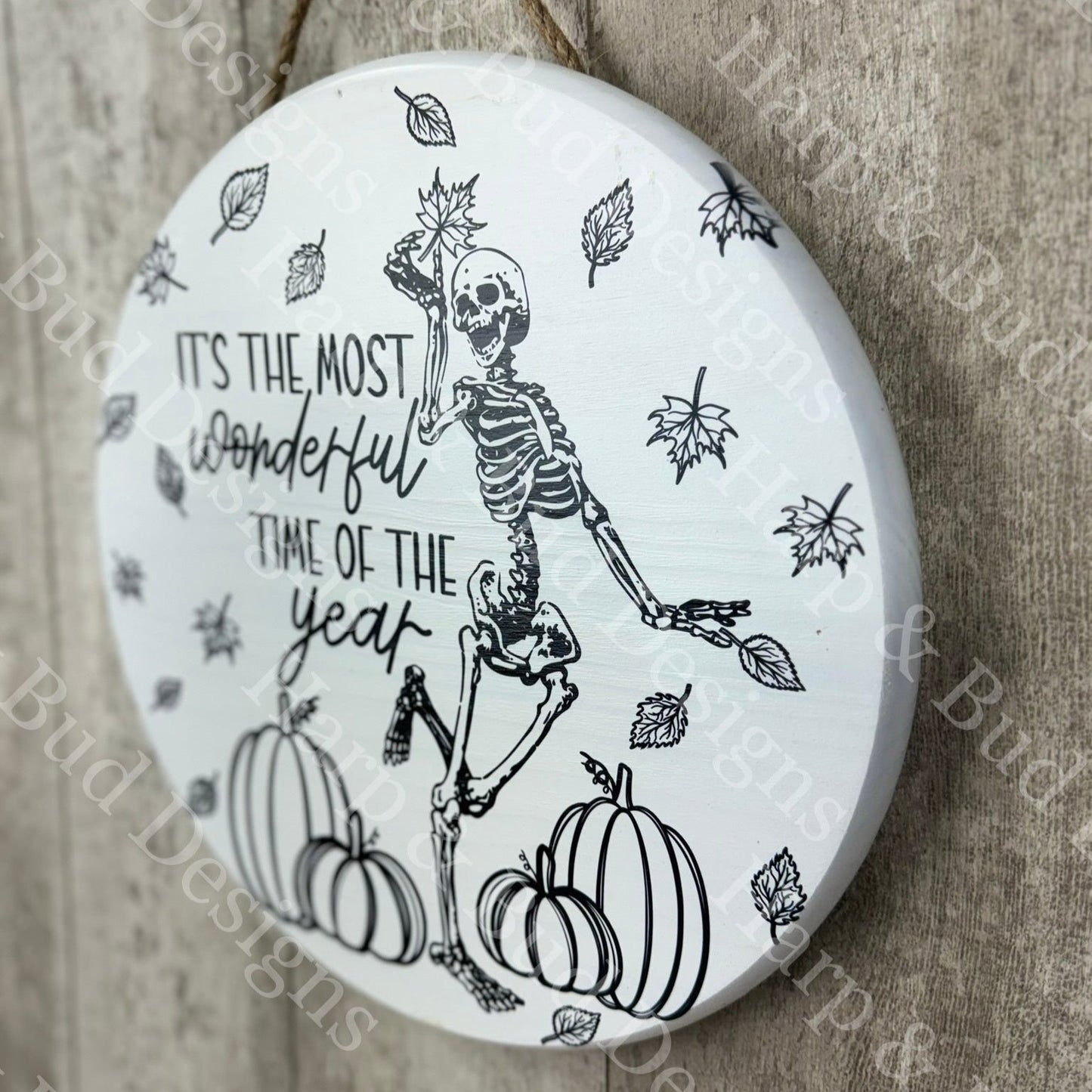 Most Wonderful Time of Year Fall Skeleton Door Hanger