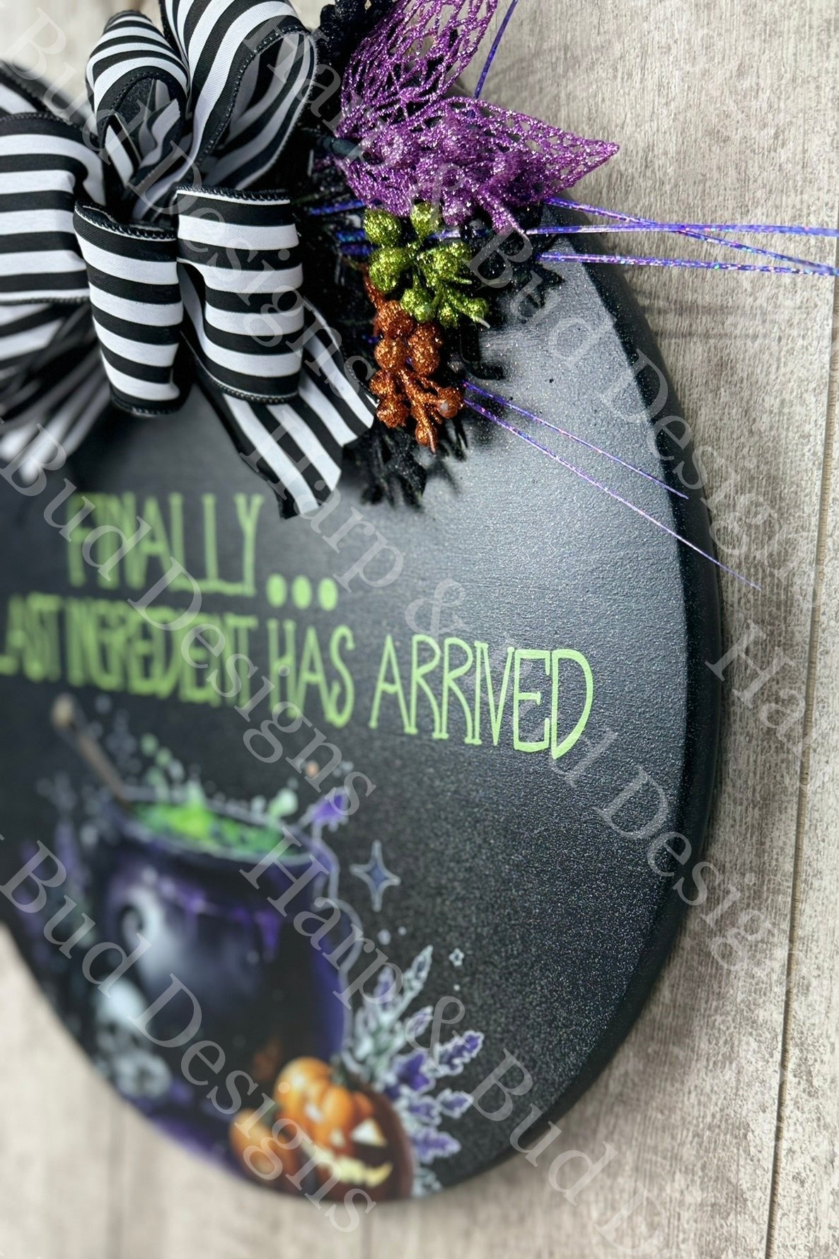 Our Last Ingredient Witch Cauldron Door Hanger, Halloween Decor