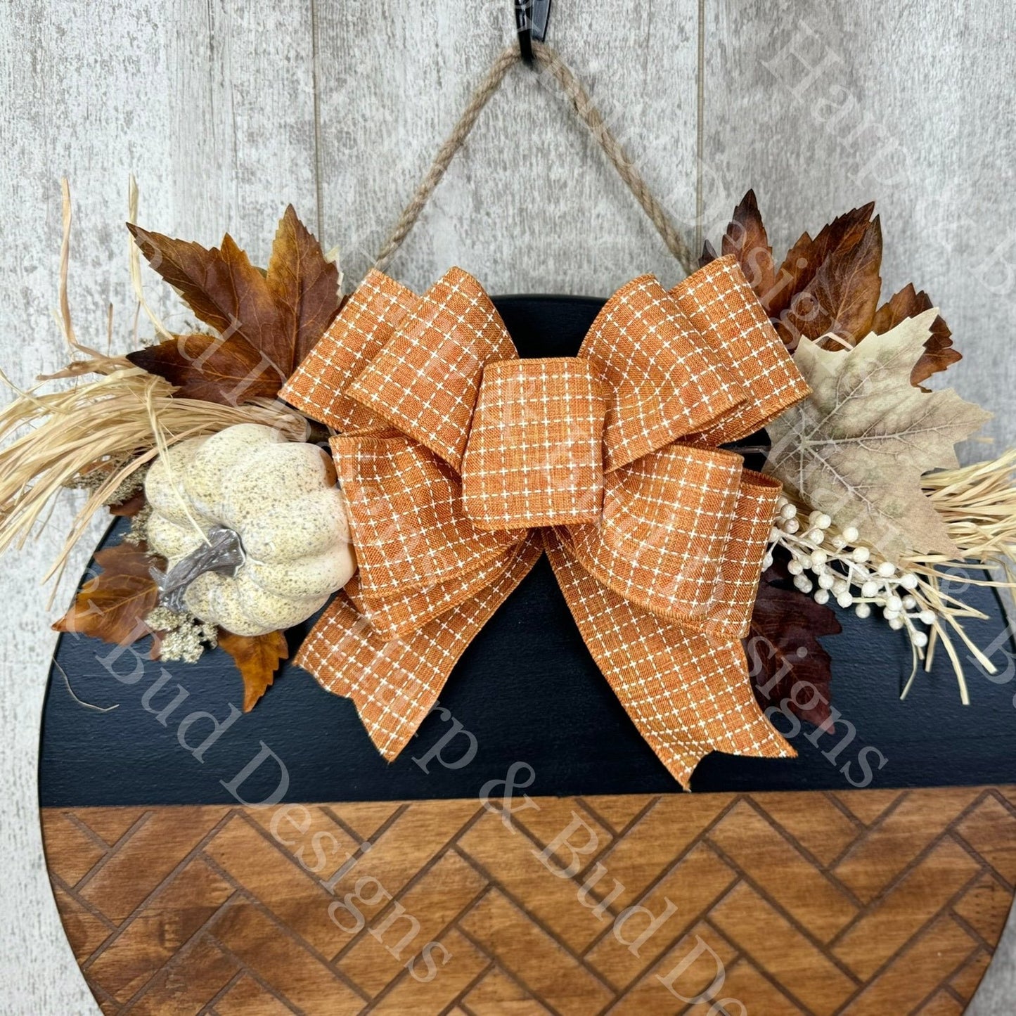 Pumpkin Orange Cross Stitch Fall Interchangeable Bow