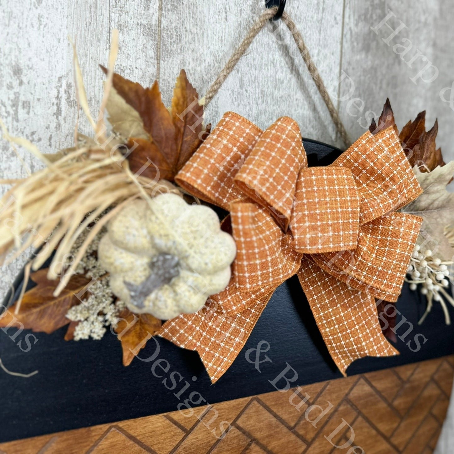 Pumpkin Orange Cross Stitch Fall Interchangeable Bow