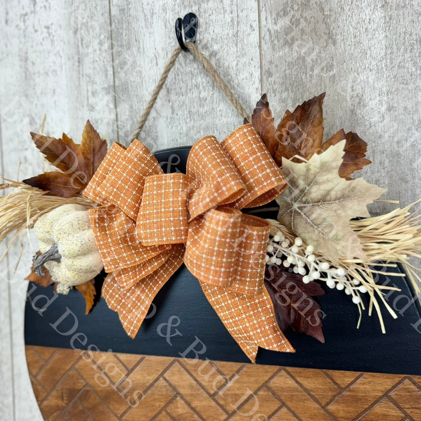 Pumpkin Orange Cross Stitch Fall Interchangeable Bow