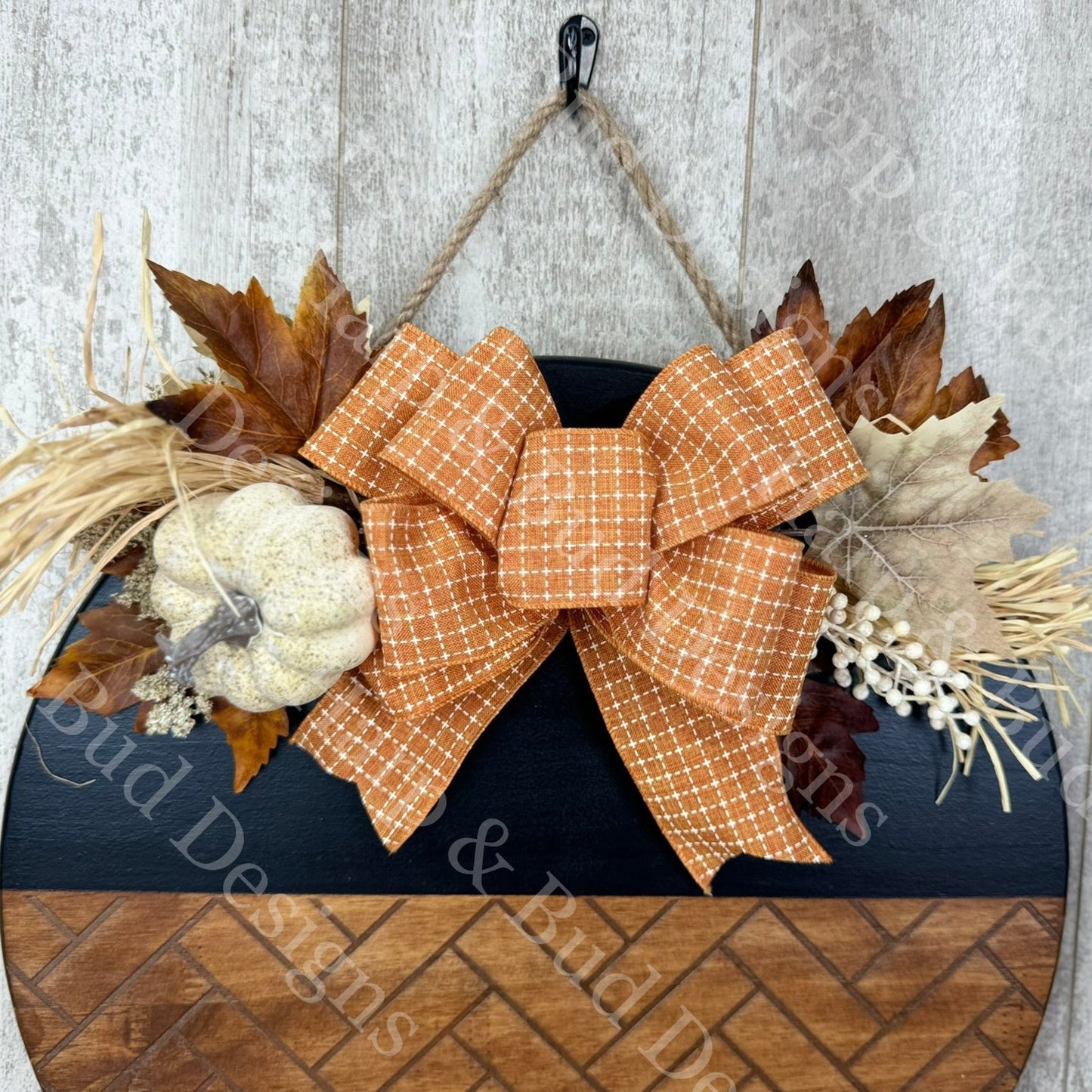 Pumpkin Orange Cross Stitch Fall Interchangeable Bow