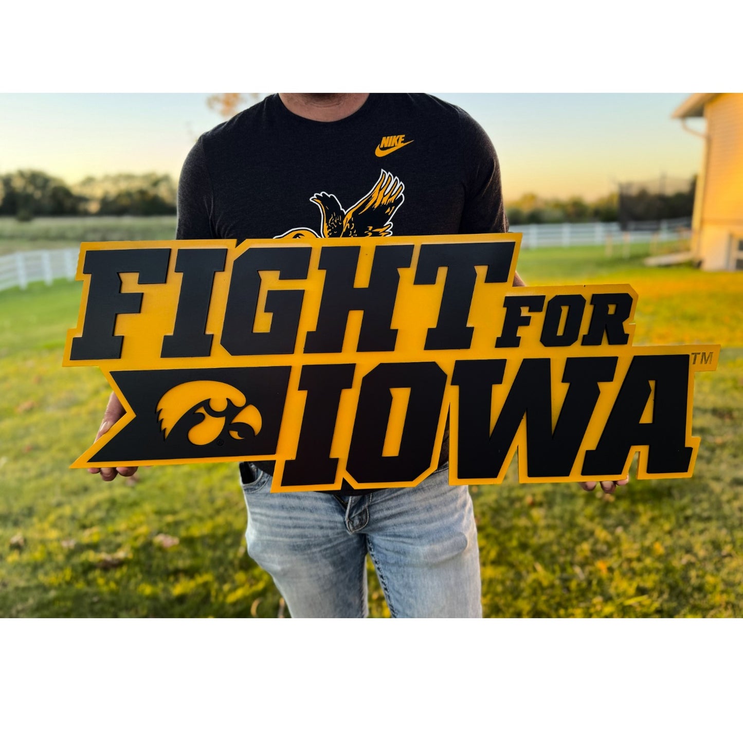 Iowa Hawkeye Wood Sign-Fight For Iowa