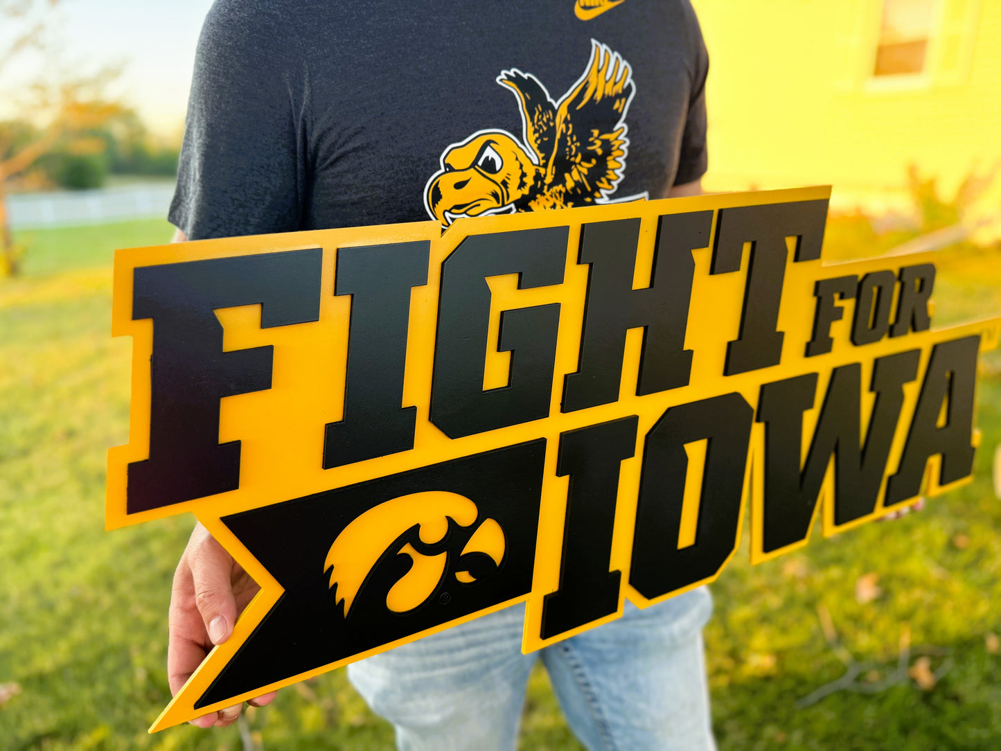 Iowa Hawkeye Wood Sign-Fight For Iowa