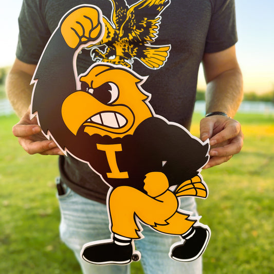 Iowa Hawkeye Wood Sign-Herky