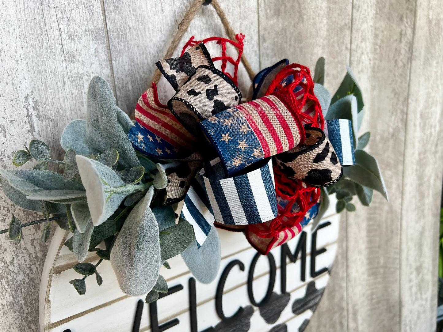 Patriotic Cow Print Interchangeable Bow Attachment