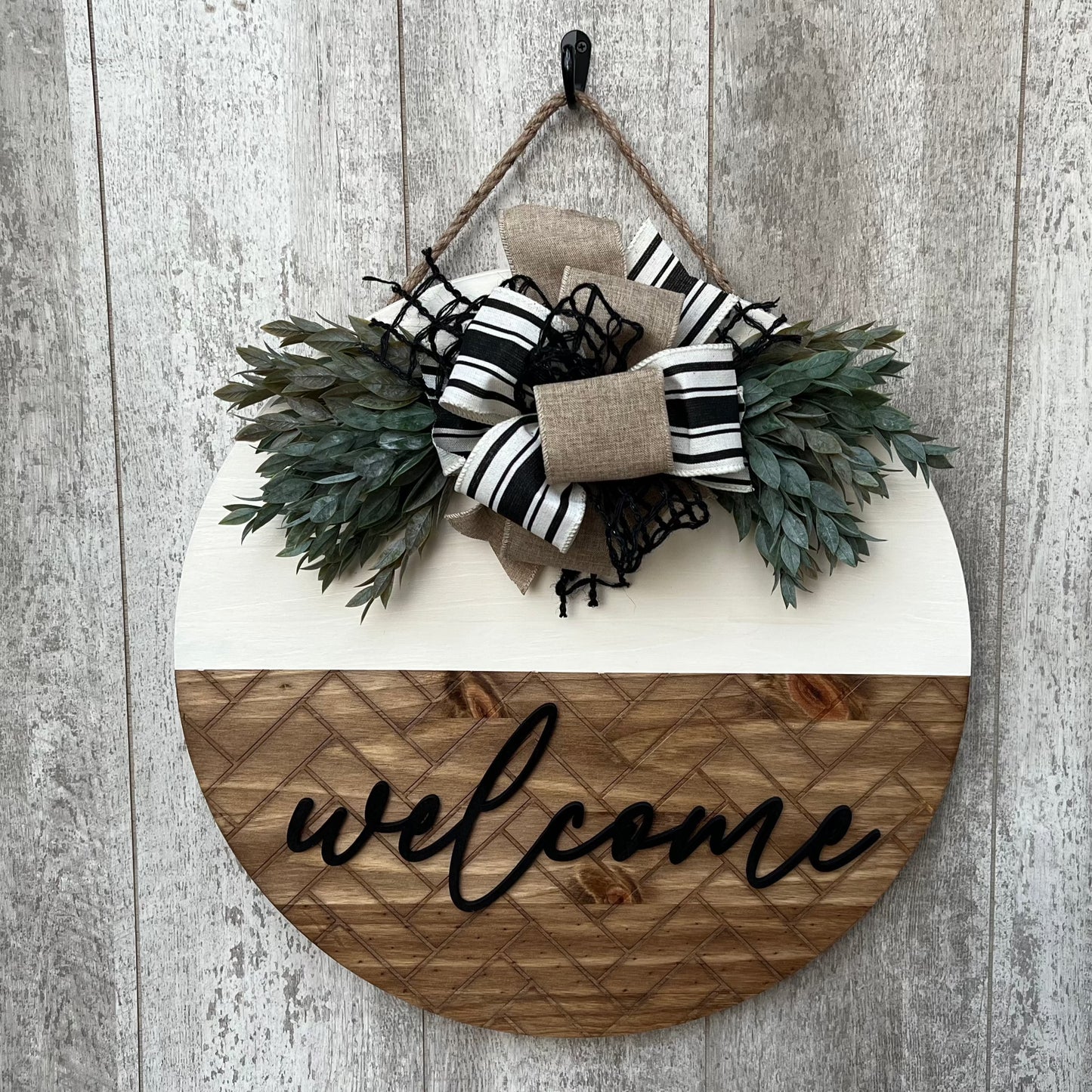 Welcome Herringbone Pattern Interchangeable Door Hanger