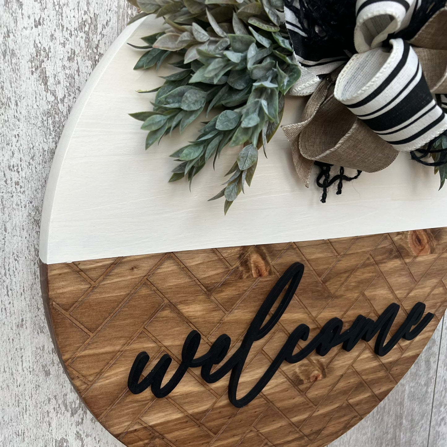 Welcome Herringbone Pattern Interchangeable Door Hanger