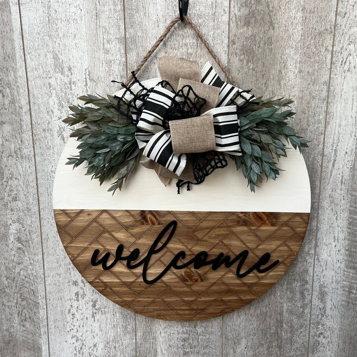 Welcome Herringbone Pattern Interchangeable Door Hanger