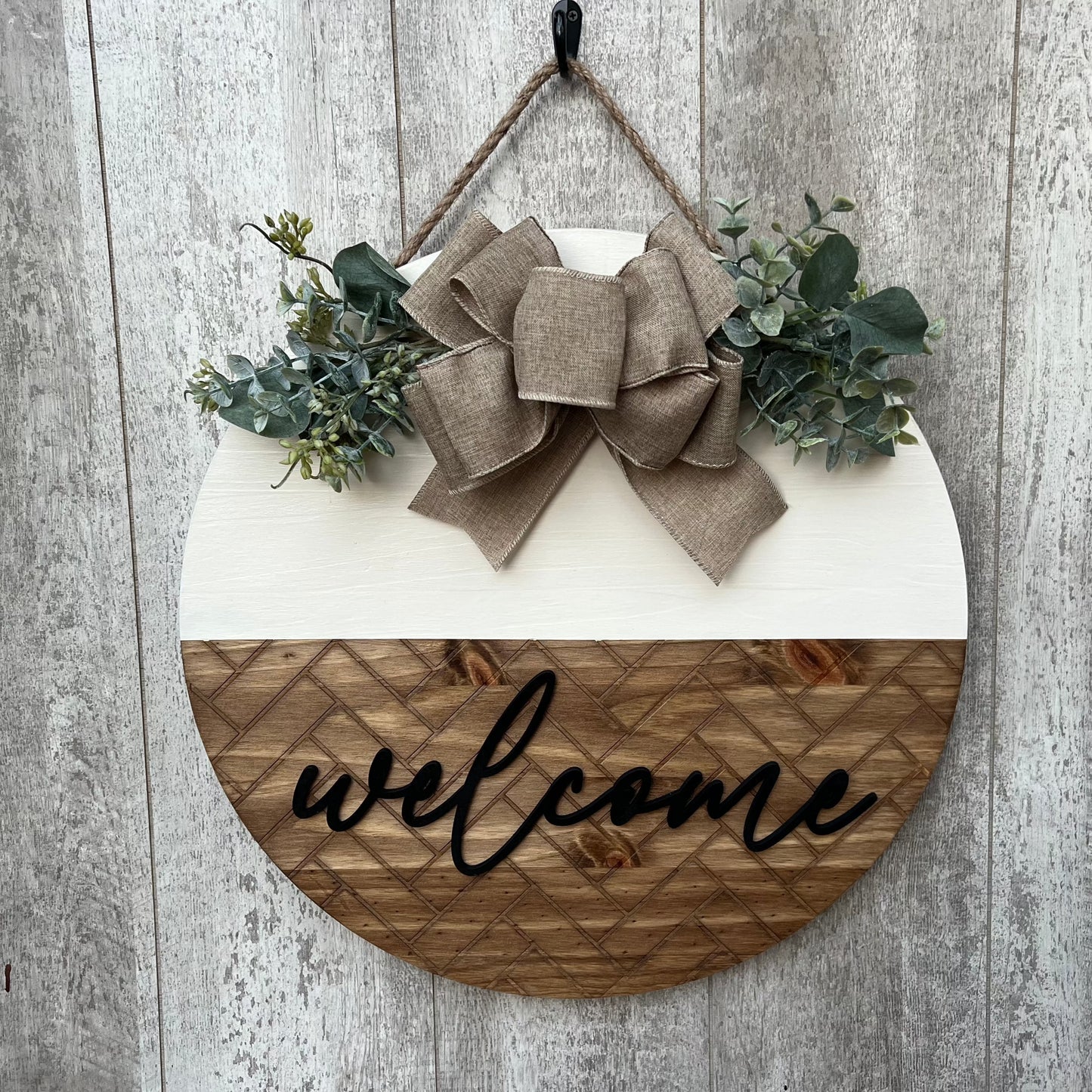 Welcome Herringbone Pattern Interchangeable Door Hanger