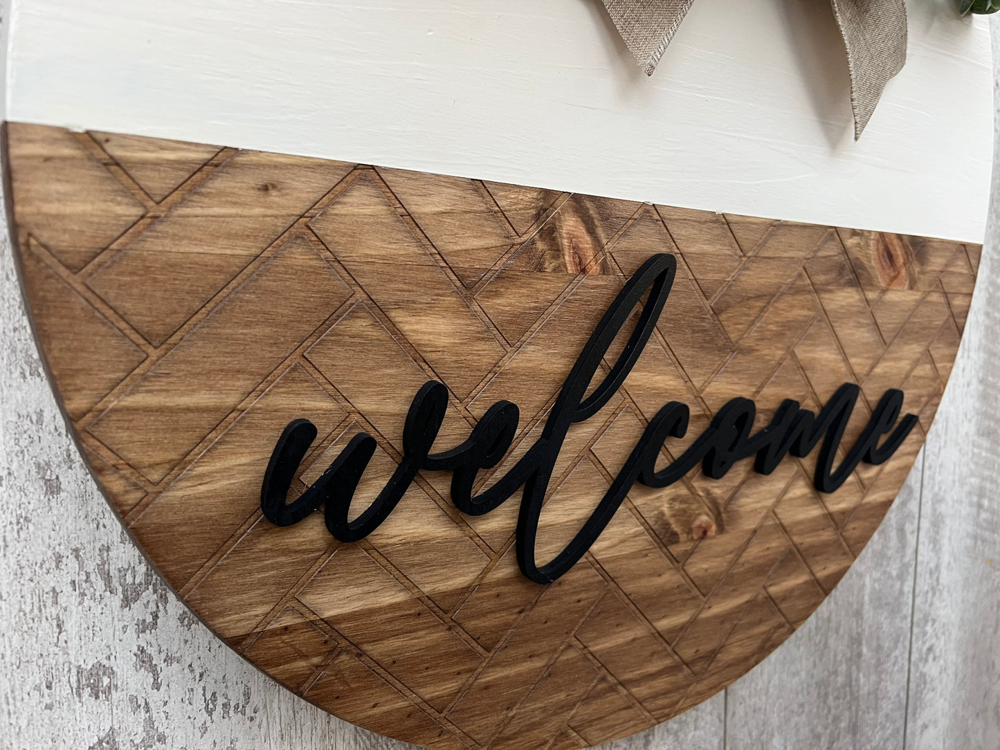 Welcome Herringbone Pattern Interchangeable Door Hanger