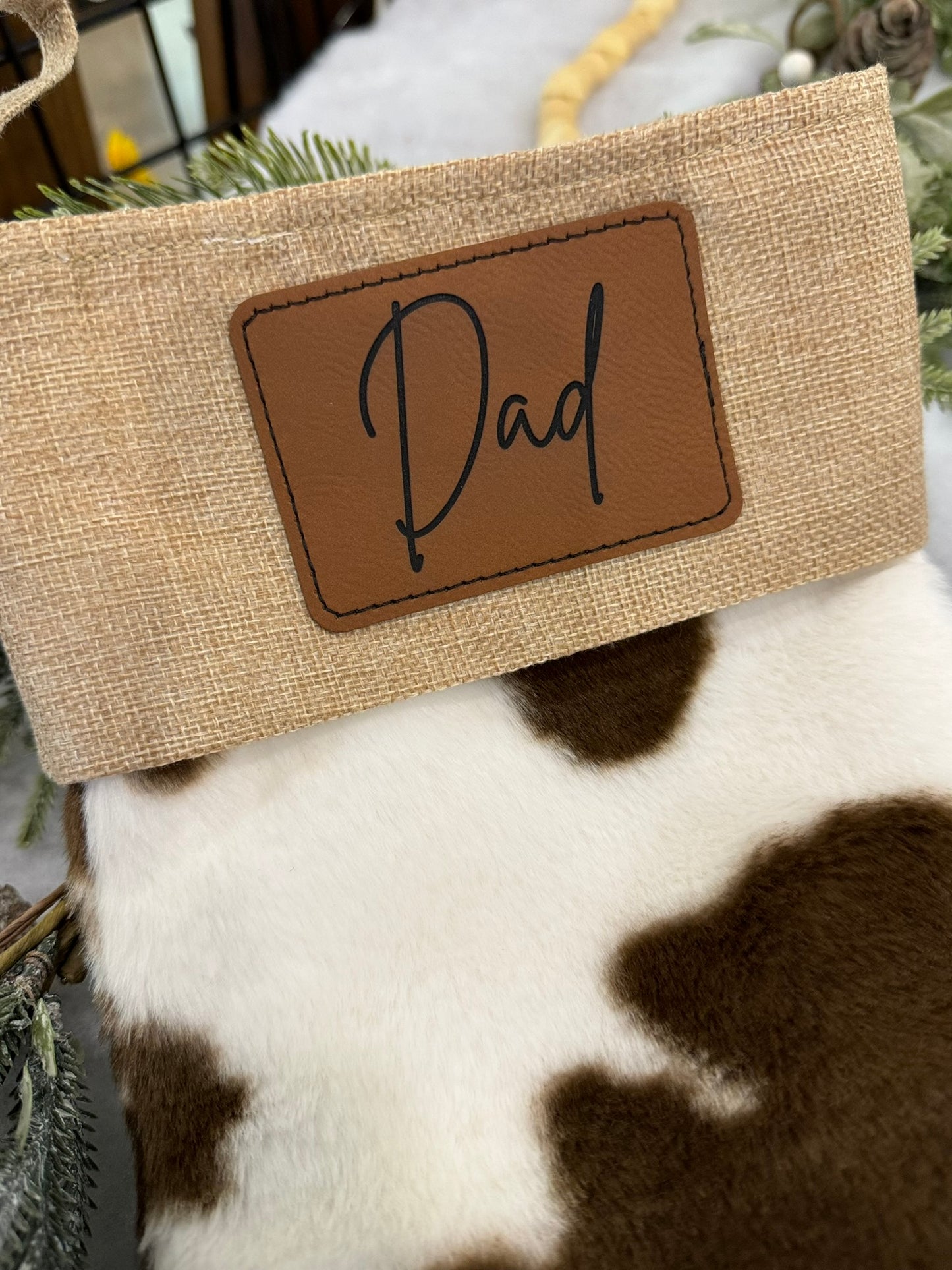 Personalized Cow Print Plush Christmas Stockings