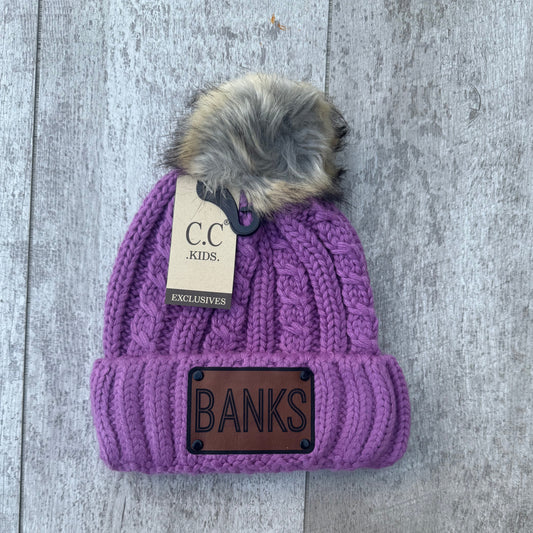 Youth Custom Cable Knit Pom Beanies